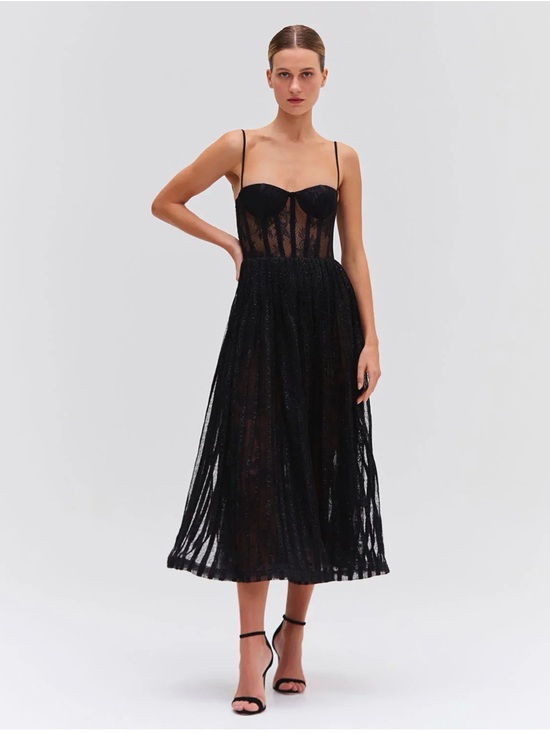 PatBO Dresses & Skirts - PatBo Lurex Tulle Bustier Midi Dress